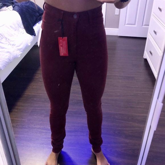 GJG Denim Denim - High Waisted Maroon Skinny Jeans